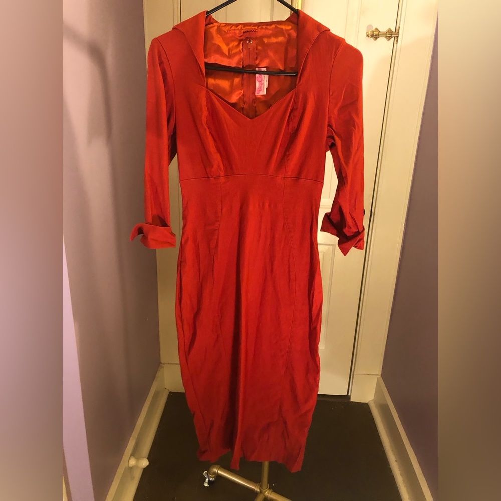 Orange Pinup Couture Body-Con Dress